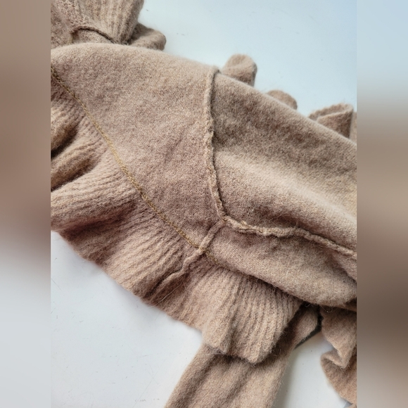 Etcetera Wool Blend Ruffle Cardigan Tan Size XS - Picture 5 of 8